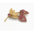 Vintage Pink Crystal Gold Floral Brooch Gold and Pink Rhinestone Flower Brooch