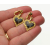 Vintage Gold Brown and Blue Enamel Swirl Heart Earrings Dangle Clip on Earrings