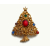 Vintage JJ Jonette Christmas Tree Brooch Lapel Pin Gold Colorful Rhinestones