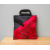 Vintage Asian Design Floral Handbag Purse Red Black Zipper Closure Inner Pocket