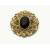 Vintage Ornate Gold Filigree Brooch Lapel Pin with Black Cabochon