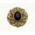 Vintage Ornate Gold Filigree Brooch Lapel Pin with Black Cabochon