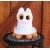 Amigurumi Ghost Cat Crochet Plushie Kitty in a Halloween Ghost Costume Orange