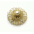 Vintage Gold Circle Pin Brooch with Pearl Accent 3D Round Openwork Design