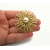 Vintage Gold Circle Pin Brooch with Pearl Accent 3D Round Openwork Design