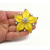 Vintage Yellow Lucite Starfish Brooch Puffy Star Shaped Pin with Crystal Accents