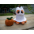 Amigurumi Ghost Cat Crochet Plushie Kitty with Pumpkin Halloween Decor
