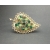 Vintage Leaf Brooch Green Rhinestone Gold Filigree Openwork Leaf Pin Lapel Pin