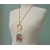 Vintage Semi Precious Polished Stones Pendant Necklace Long Gold 26 inch Chain