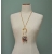 Vintage Semi Precious Polished Stones Pendant Necklace Long Gold 26 inch Chain