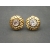 Vintage Gold Rhinestone Clip On Earrings Textured Button Earrings