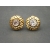 Vintage Gold Tone Clear Rhinestone Clip On Earrings with Black Accents Round