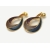 Vintage Enamel Teardrop Hoop Clip on Earrings Tear Drop Shaped Gold Navy Brown