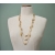 Vintage Triple Strand Long Gold Tone Necklace with Olive Taupe Enamel Beads