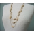 Vintage Triple Strand Long Gold Necklace with Olive Taupe Enamel Beads