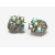 Vintage Signed Coro Textured Silver and Green AB Crystal Floral Clip on Earrings