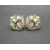 Vintage Signed Coro Textured Silver and Green AB Crystal Floral Clip on Earrings