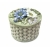 Vintage Flower Basket Trinket Box  Round Resin Floral Keepsake Box with Lid