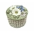 Vintage Flower Basket Trinket Box  Round Resin Floral Keepsake Box with Lid