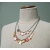 Vintage Red and Peach Mother of Pearl Medallion Silver and Gold Double Strand