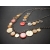Vintage Red and Peach Mother of Pearl Medallion Silver and Gold Double Strand