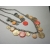 Vintage Red and Peach Mother of Pearl Medallion Silver and Gold Double Strand