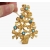Vintage 1990s Avon Christmas Tree Brooch Gold with Blue AB Rhinestone Accents