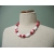 Vintage Chunky Red and White Plastic Bead Necklace with Hidden Screw Clasp 20 in