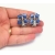 Vintage Blue Thermoset Floral Clip on Earrings Blue and Silver Flowers Mid Centu