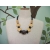 Vintage Wood Leaf and Shell Inlay Chunky Bead Necklace  Boho Jewelry Natural