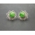 Vintage Green Crackle Glass and Silver Tone Filigree Clip on Earrings