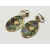 Vintage Cloisonne Enamel and Gold Floral Dangle Drop Clip on Earrings Blue Green