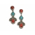 Silver Tone Dangle Earrings with Faux Turquoise & Carnelian Stones Southwestern