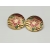 Vintage Cloisonne Lily Earrings Big Round Gold Deep Red Salmon Pink Enamel