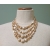 Vintage 1950s Four Strand Glass & Plastic Bead Necklace Pale Beige Gold