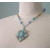 Vintage Shades of Blue Moonglow Big Medallion Pendant Necklace