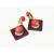 Vintage Burnt Orange and Mahogany Brown Dangle Clip on Earrings Geometric