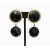 Vintage Signed Les Bernard Chunky Black & Gold Drop Clip On Earrings