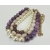 Talbots chunky purple triple strand beaded necklace