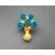 Teal blue and gold floral roses bouquet brooch lapel pin