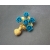 Flower bouquet brooch pin teal and gold