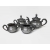 Antique Late 1800s Van Bergh Quadruple Silver Plate Tea Service Set Teapot Sugar Bowl Creamer Waste Bowl Tarnished Etched Silver Victorian Antique Late 1800s Van Bergh Quadruple Silver Plate Tea Service Set