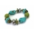 Chunky Turquoise Howlite Nugget and Green Wood Beaded Stretch Womens Bracelet
