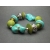 Chunky Green and Faux Turquoise Stone Beaded Stretch Bracelet Elastic Bangle