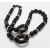 Vintage 1980s Chunky Black Beaded Necklace 24 inch Black Lucite Beads