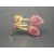 Vintage Pink Rhinestone Flower Brooch Gold Pave Pink Flower Lapel Pin