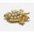 Vintage gold and pearl leaf brooch lapel pin