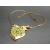 Green rhinestone leaf puffy heart necklace