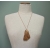 Vintage Stone Slice Pendant Necklace with Decorative Leaf Bail and 24 inch chain
