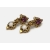 Vintage Faux Fire Opal Purple Rhinestone Gold Dangle Clip Earrings Romantic